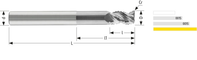 Utensile HM ALU 0016 - Vista con quotature