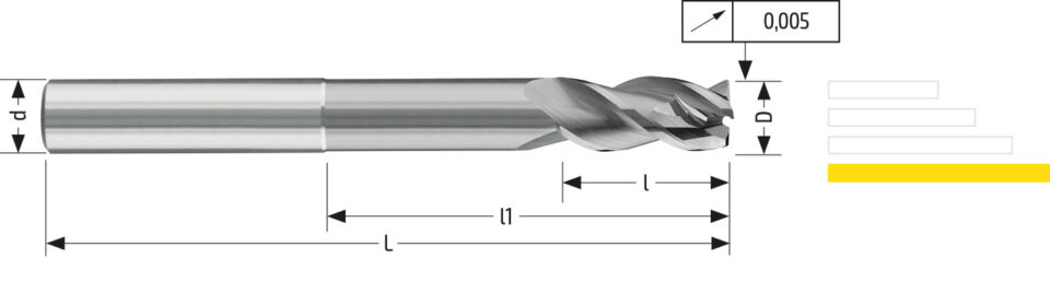 Utensile HM ALU 129 - Vista con quotature