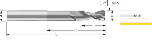 Utensile HM ALU 177 - Vista con quotature