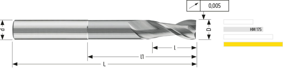 Utensile HM ALU 177 - Vista con quotature