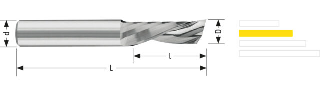Utensile HM ALU 701 - Vista con quotature
