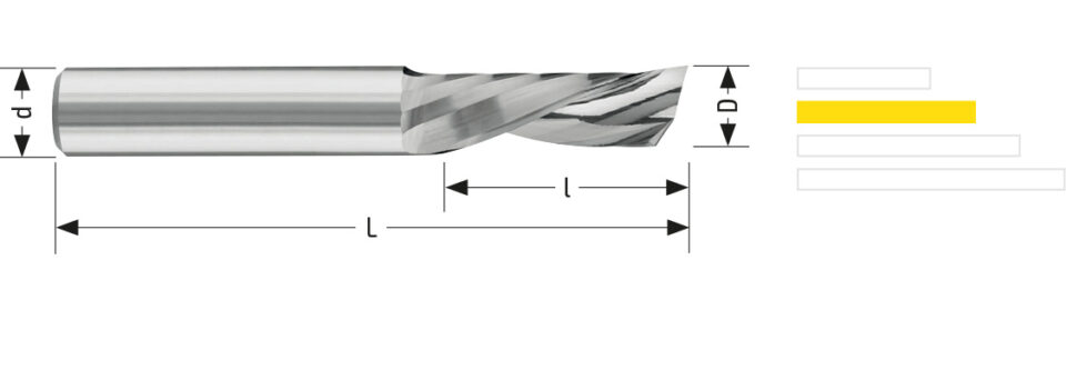 Utensile HM ALU 701 - Vista con quotature