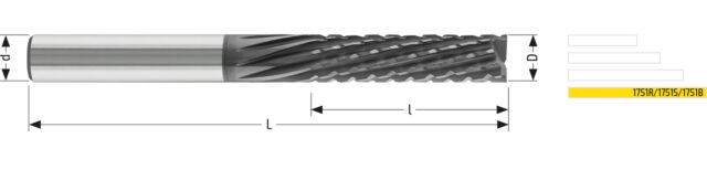 Utensile HM CMP 1751L - Vista con quotature