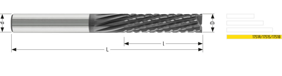 Utensile HM CMP 1751L - Vista con quotature