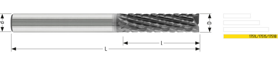 Utensile HM CMP 1751R - Vista con quotature