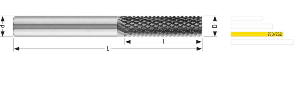 Utensile HM CMP 751 - Vista con quotature