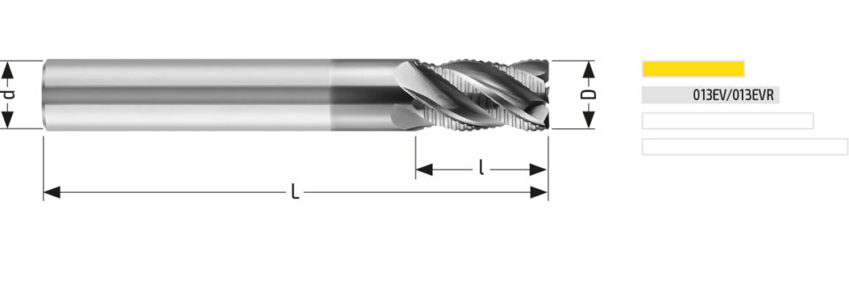 Utensile HM HPC 013EVK - Vista con quotature