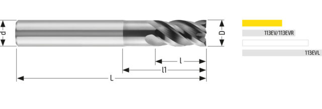 Utensile HM HPC 113EVK - Vista con quotature