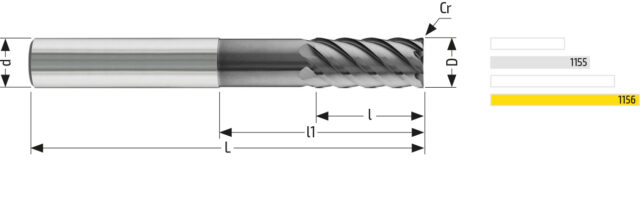 Utensile HM HPC 1154 - Vista con quotature