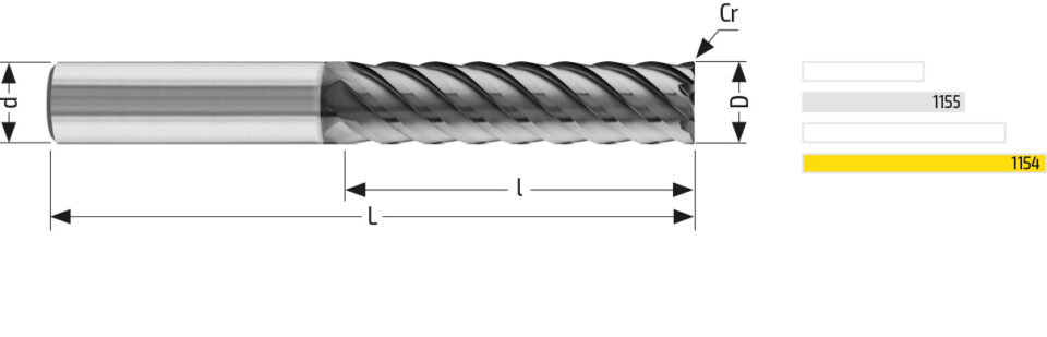 Utensile HM HPC 1156 - Vista con quotature