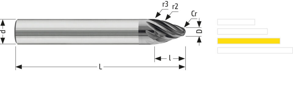 Utensile HM HPC 1181 - Vista con quotature