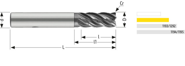 Utensile HM HPC 1192 - Vista con quotature