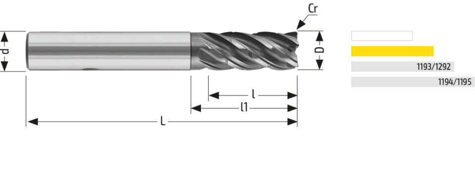 Utensile HM HPC 1192 - Vista con quotature