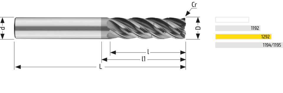 Utensile HM HPC 1193 - Vista con quotature