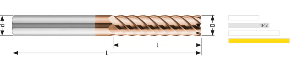 Utensile HM HRC 1145 - Vista con quotature