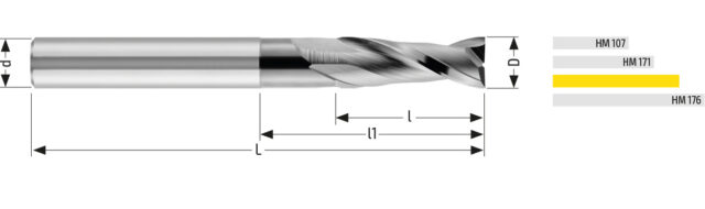 Utensile HM UNV 173 - Vista con quotature
